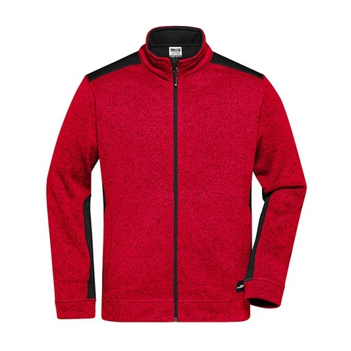 Bluza Meska Rozpinana Polarowa Robocza JN862 - Red Melange & Black
