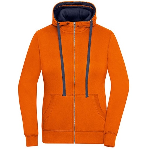 Damska bluza rozpinana z kapturem JN962 - Dark Orange & Navy