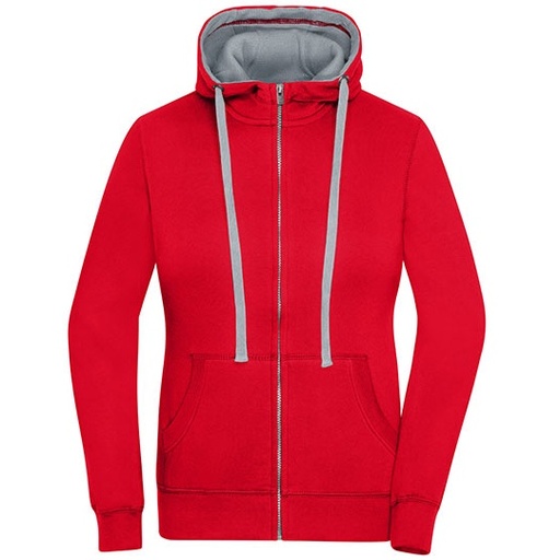 Bluza Damska Rozpinana z Kapturem JN962 - Red & Grey Heather