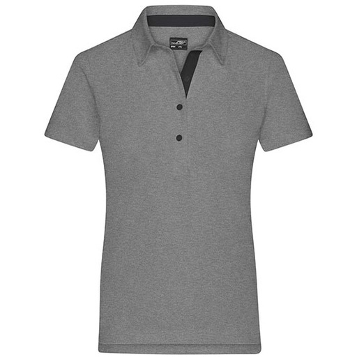 Koszulka Polo Damska Klasyczna JN969 - Light Melange & Black