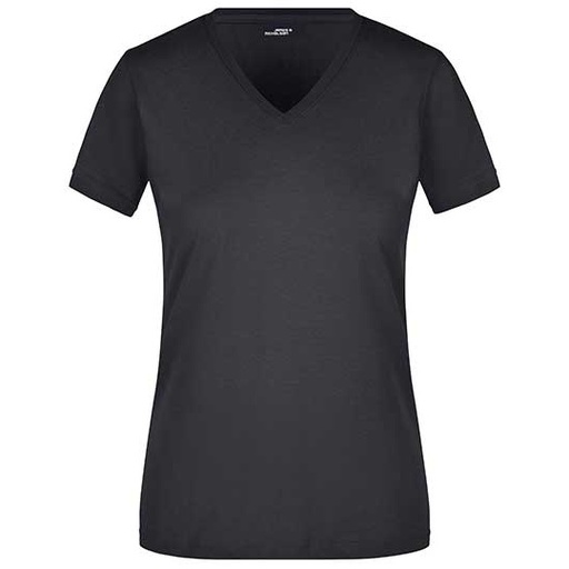 Damska koszulka slim z dekoltem V JN972 - Black