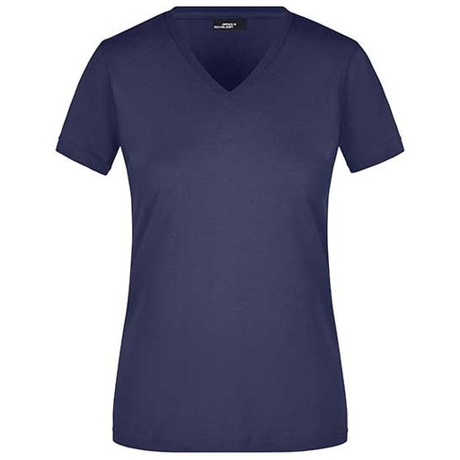 Damska koszulka slim z dekoltem V JN972 - Navy