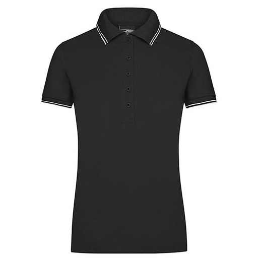 Damska koszulka polo slim JN985 - Black & White