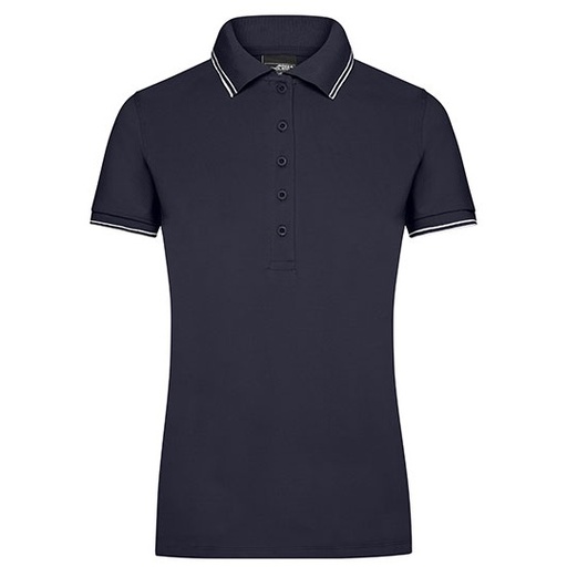 Damska koszulka polo slim JN985 - Navy & White