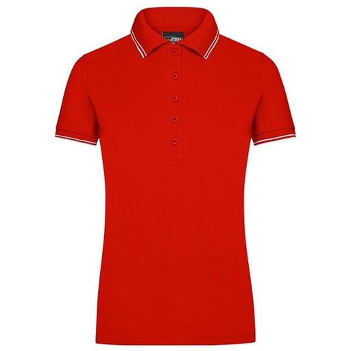 Koszulka Polo Damska Dopasowana JN985 - Tomato & White