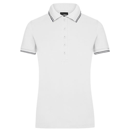 Damska koszulka polo slim JN985 - White & Navy