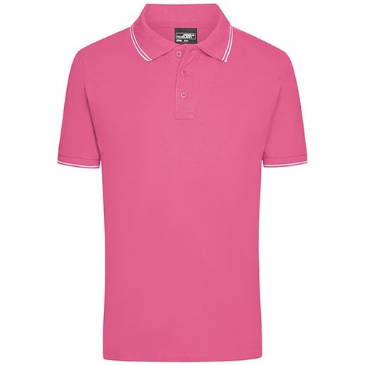 Koszulka polo męska klasyczna JN986 - Pink & White