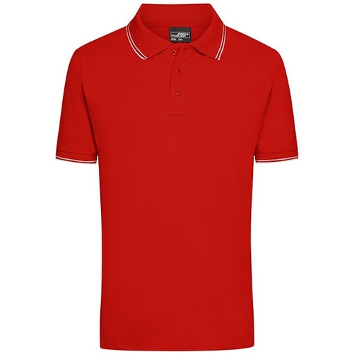 Koszulka polo męska klasyczna JN986 - Tomato & White