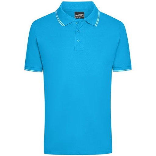 Koszulka polo męska klasyczna JN986 - Turquoise & White