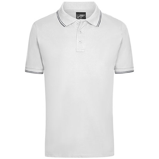 Koszulka Polo Meska Klasyczna Bawelniana JN986 - White & Navy