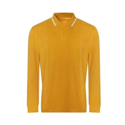 Koszulka Polo Meska Dlugi Rekaw Bawelna Pique JP103 - Mustard & White