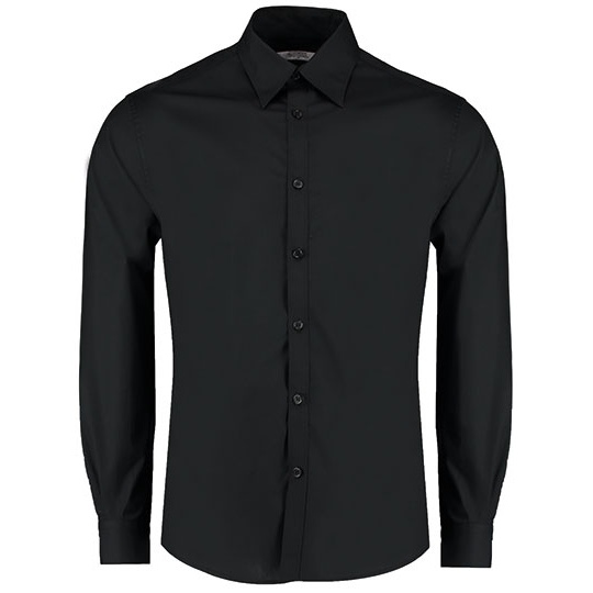 Męska koszula tailored fit z długim rękawem - Black