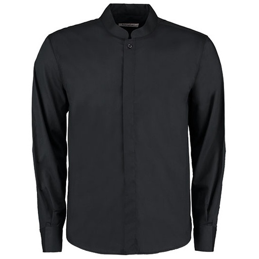 Męska koszula ze stójką, dopasowana K123 - Black