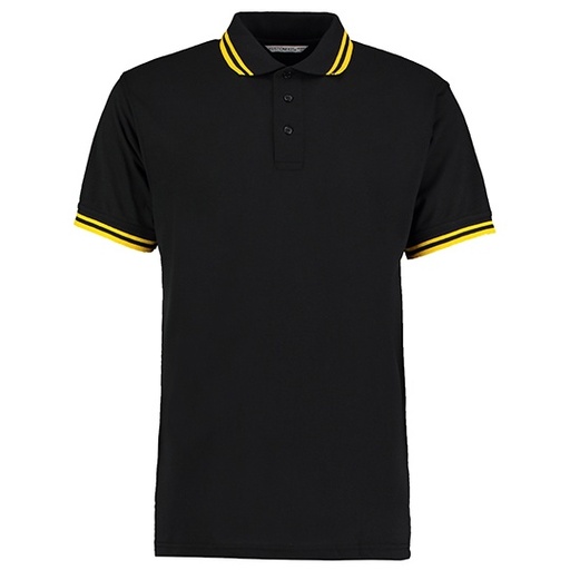 Polo Classic Fit z Kontrastowym Kołnierzykiem K409 - Black & Yellow
