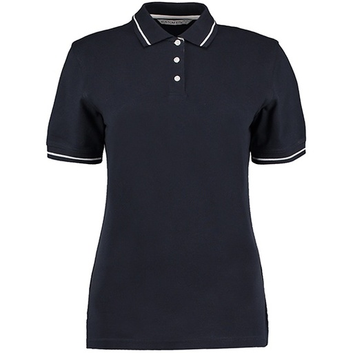 Koszulka Polo Damska Klasyczna Bawełniana Pika K706 - Navy & White