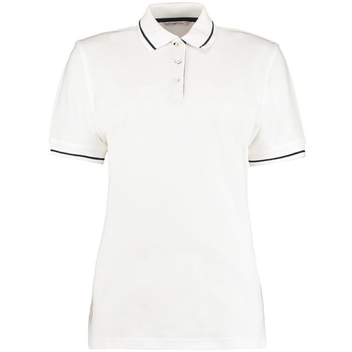 Koszulka Polo Damska Klasyczna Bawelniana Pika K706 - White & Navy