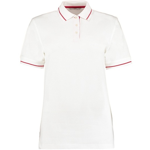 Koszulka Polo Damska Klasyczna Bawelniana Pika K706 - White & Red