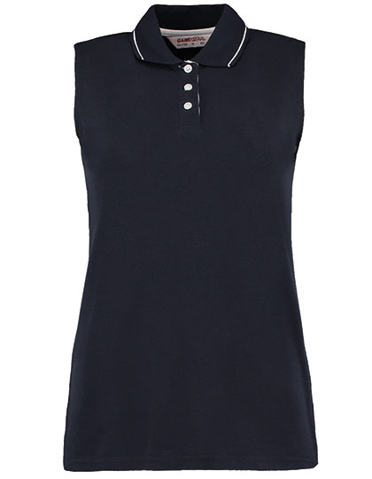 Damskie polo bez rękawów o klasycznym kroju  - Navy & White