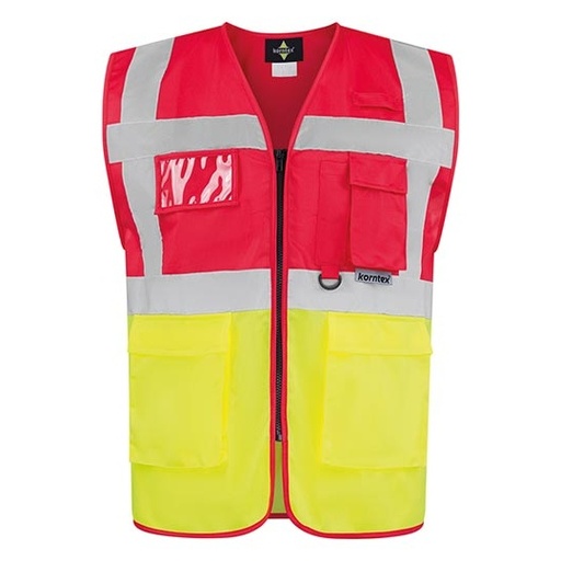Kamizelka Dopasowana Odblaskowa Poliestrowa KX802 - Red & Yellow