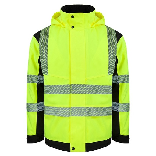 Kurtka Softshell Hi-Vis z kapturem KX812 - Signal Yellow & Black