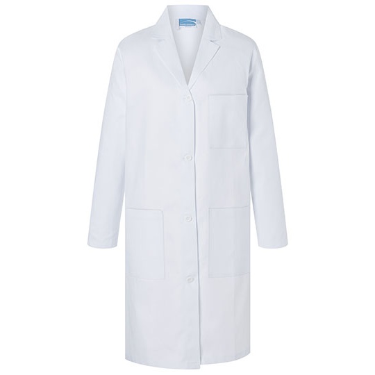 Damski fartuch roboczy oversize, długi rękaw - White