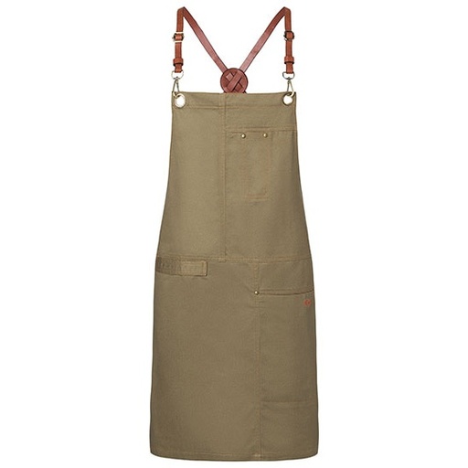 Fartuch na szelkach Twill Bawelniany KY116 - Khaki (ca. Pantone 7497 C)