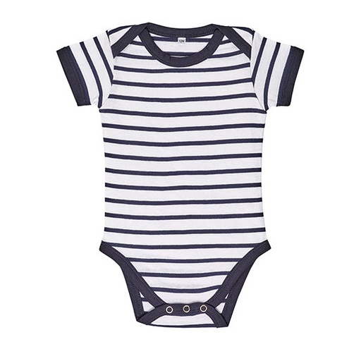 Body niemowlęce Krotkie Rekawy Bawełniane OEKO-TEX L01401 - White & Navy