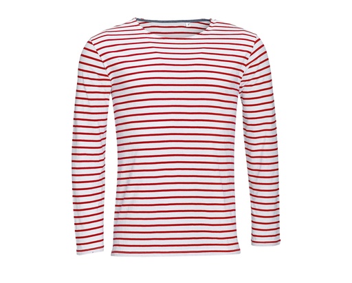 Koszulka Klasyczna Bawelniana w Paski L01402 - White & Red