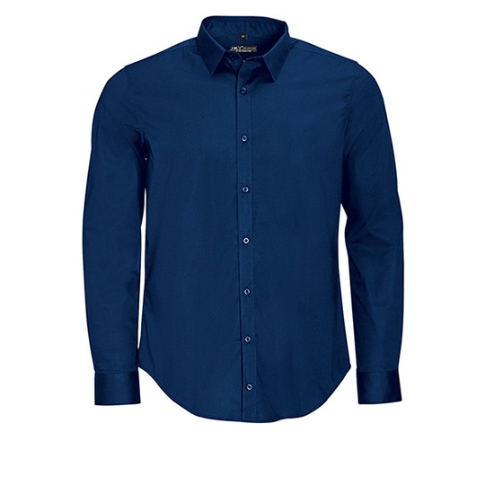 Koszula Męska Slim Fit Popelina Bawełniana ze Streczem L01426 - Dark Blue