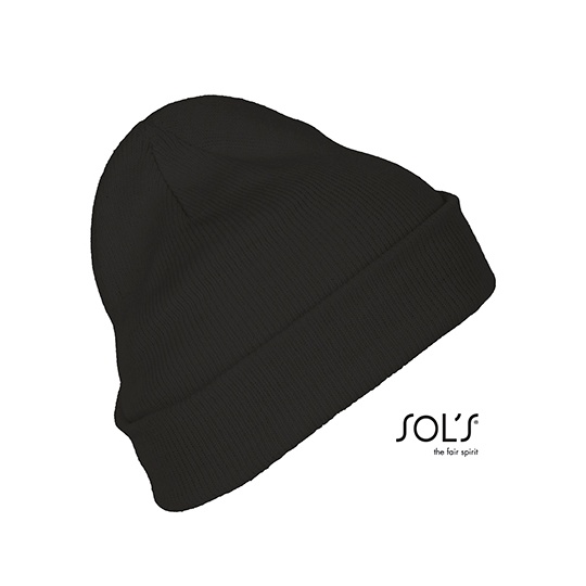 Czapka prążkowana z mankietem - Black