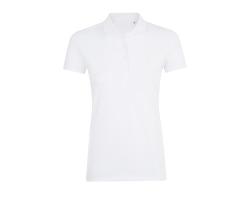 Koszulka Polo Damska Dopasowana Bawelna Elastan Pika L01709 - White