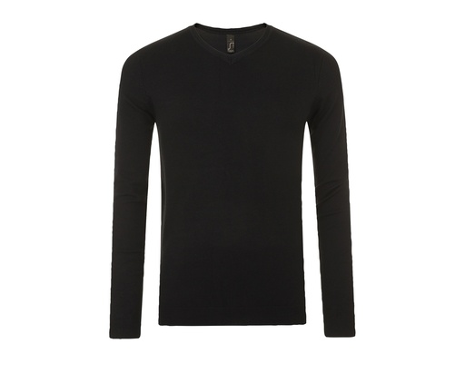 Sweter męski slim z dekoltem w serek L01710 - Black
