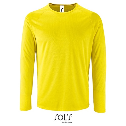Koszulka Meska Dlugi Rekaw Klasyczna Oddychajaca Poliester L02071 - Neon Yellow