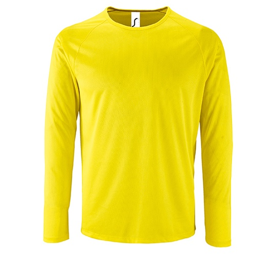 Koszulka Męska Długi Rękaw Klasyczna Oddychająca Poliester L02071 - Neon Yellow