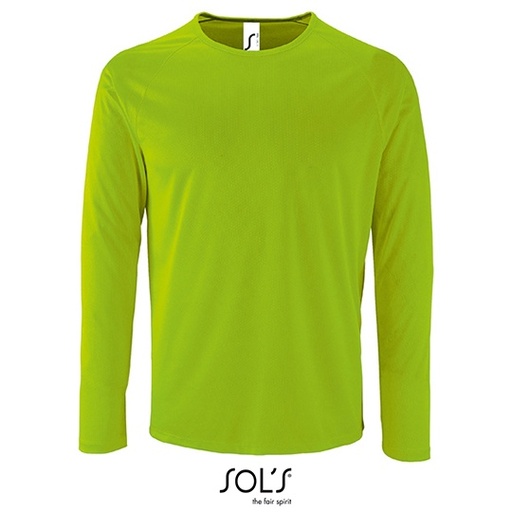 Koszulka Meska Dlugi Rekaw Klasyczna Oddychajaca Poliester L02071 - Neon Green