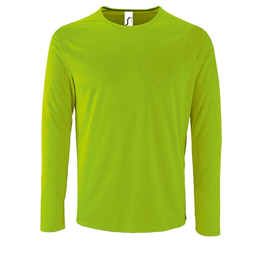 Koszulka Męska Długi Rękaw Klasyczna Oddychająca Poliester L02071 - Neon Green