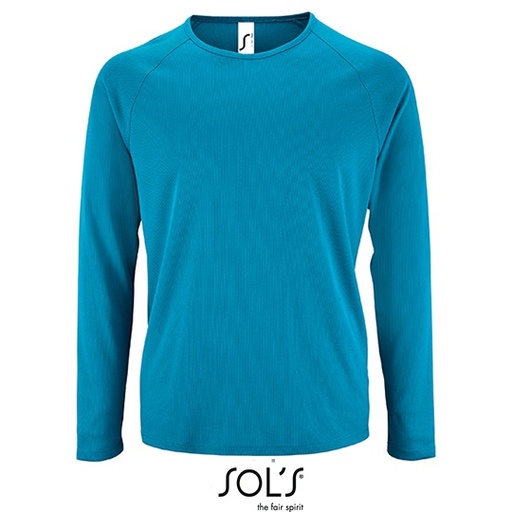 Męska koszulka sportowa z długim raglanowym rękawem L02071 - Aqua