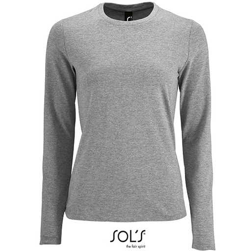 Damski t-shirt z dlugim rekawem L02075 - Grey Melange