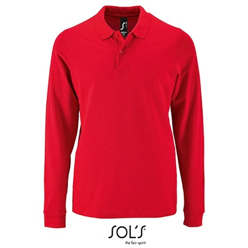 Koszulka Polo Meska Dlugi Rekaw Bawelniana Pika L02087 - Red