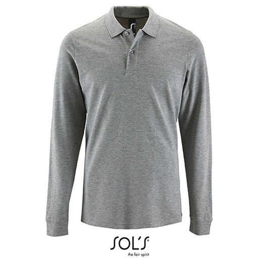 Męska koszulka polo z długim rękawem L02087 - Grey Melange