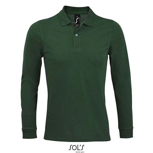 Koszulka Polo Męska Długi Rękaw Bawełniana Pika L02087 - Bottle Green