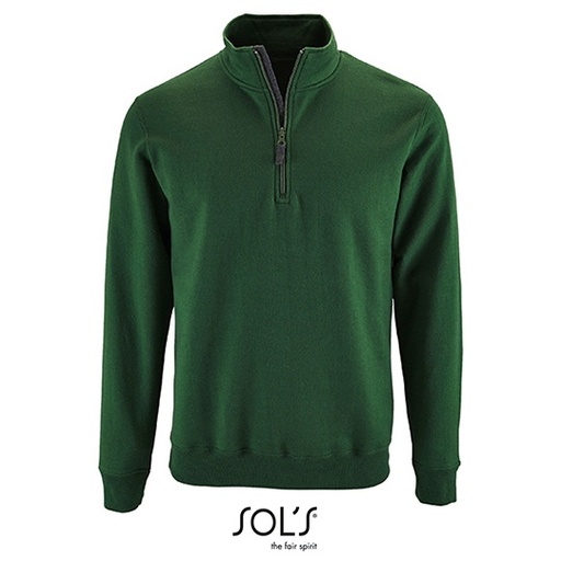 Bluza męska ze stójką i zamkiem L02088 - Bottle Green
