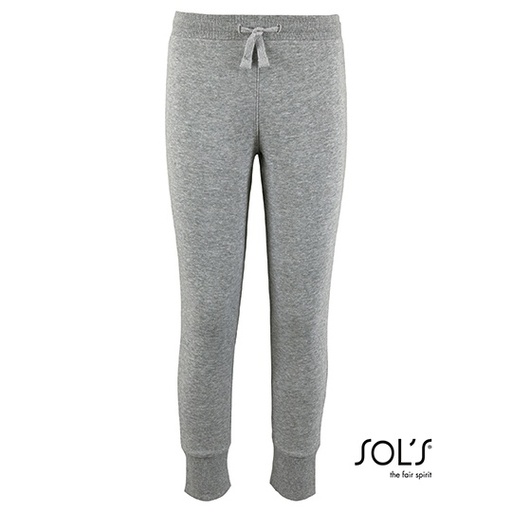 Spodnie Dresowe Dzieciece Slim Bawelniane Poliestrowe L02121 - Grey Melange