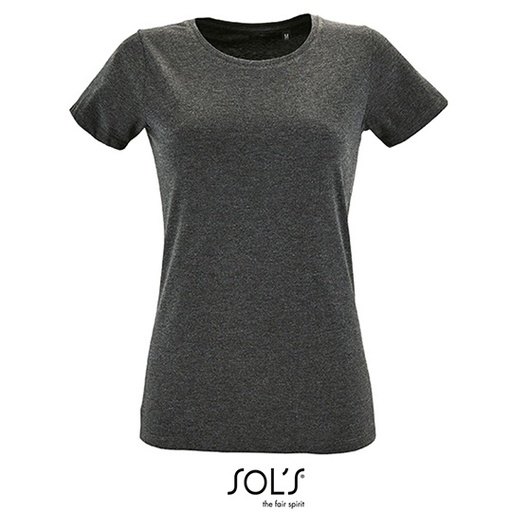 Damski T-shirt z Okrągłym Dekoltem L02758 - Charcoal Melange