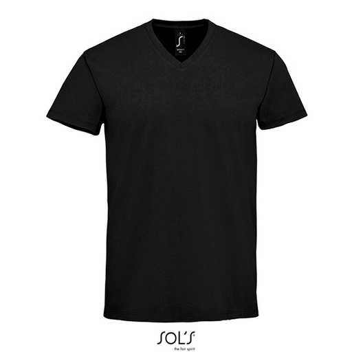 Męski T-shirt z dekoltem w serek L02940 - Deep Black