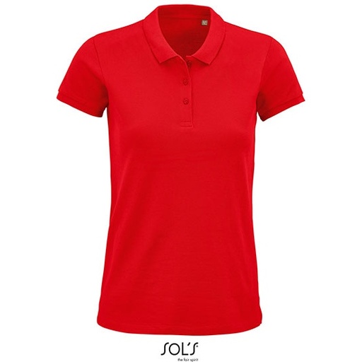 Koszulka Polo Damska Klasyczna Bawelna Organiczna Pique L03575 - Red