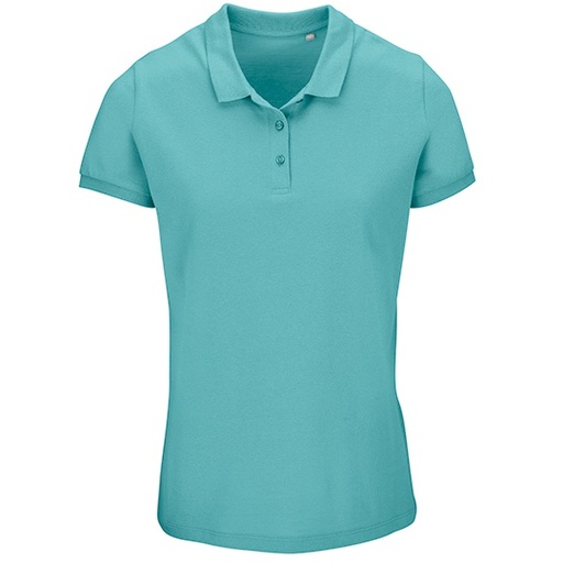 Koszulka Polo Damska Klasyczna Bawełna Organiczna Pique L03575 - Pool Blue