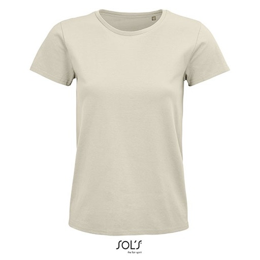 Damski T-shirt z okrągłym dekoltem L03579 - Natural