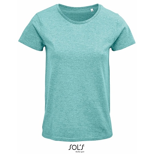 T-shirt Damski Klasyczny Bawelniany L03581 - Heather Light Green