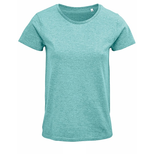 T-shirt Damski Klasyczny Bawełniany L03581 - Heather Light Green